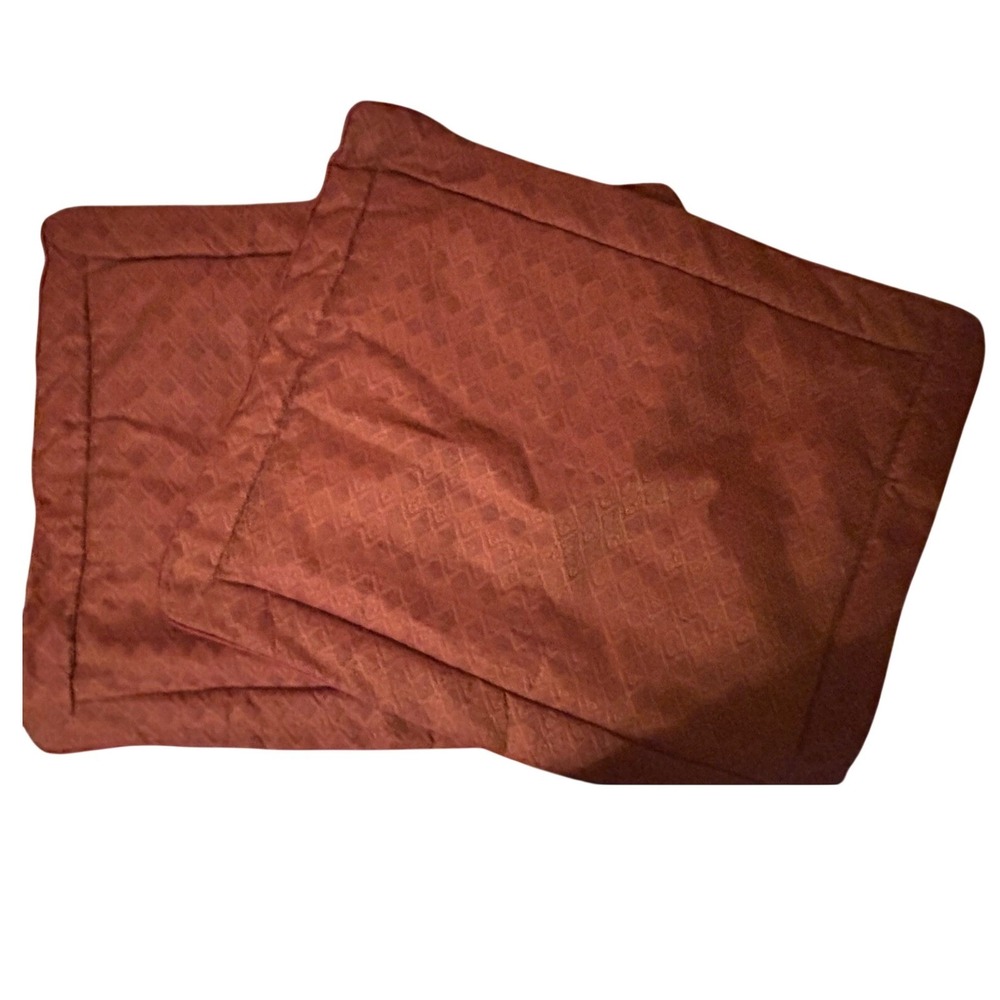 CROSCILL HOME‎ Pillow Covers Shams Set of 2 Red Gold Jacquard Designer Old Money